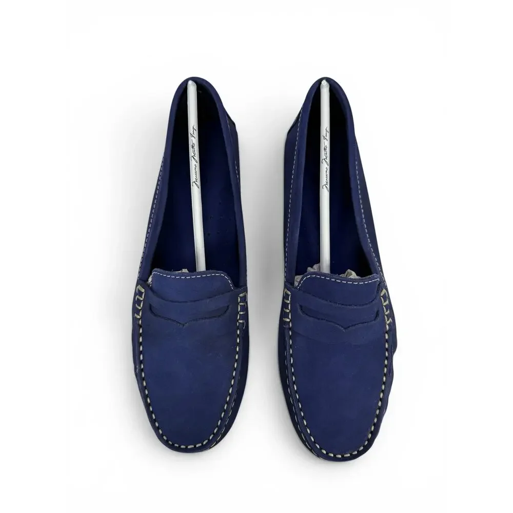 Massimo Matteo Penny Driver Loafer Womens 9 Blue Nubuck Leather Moccasin Slip On